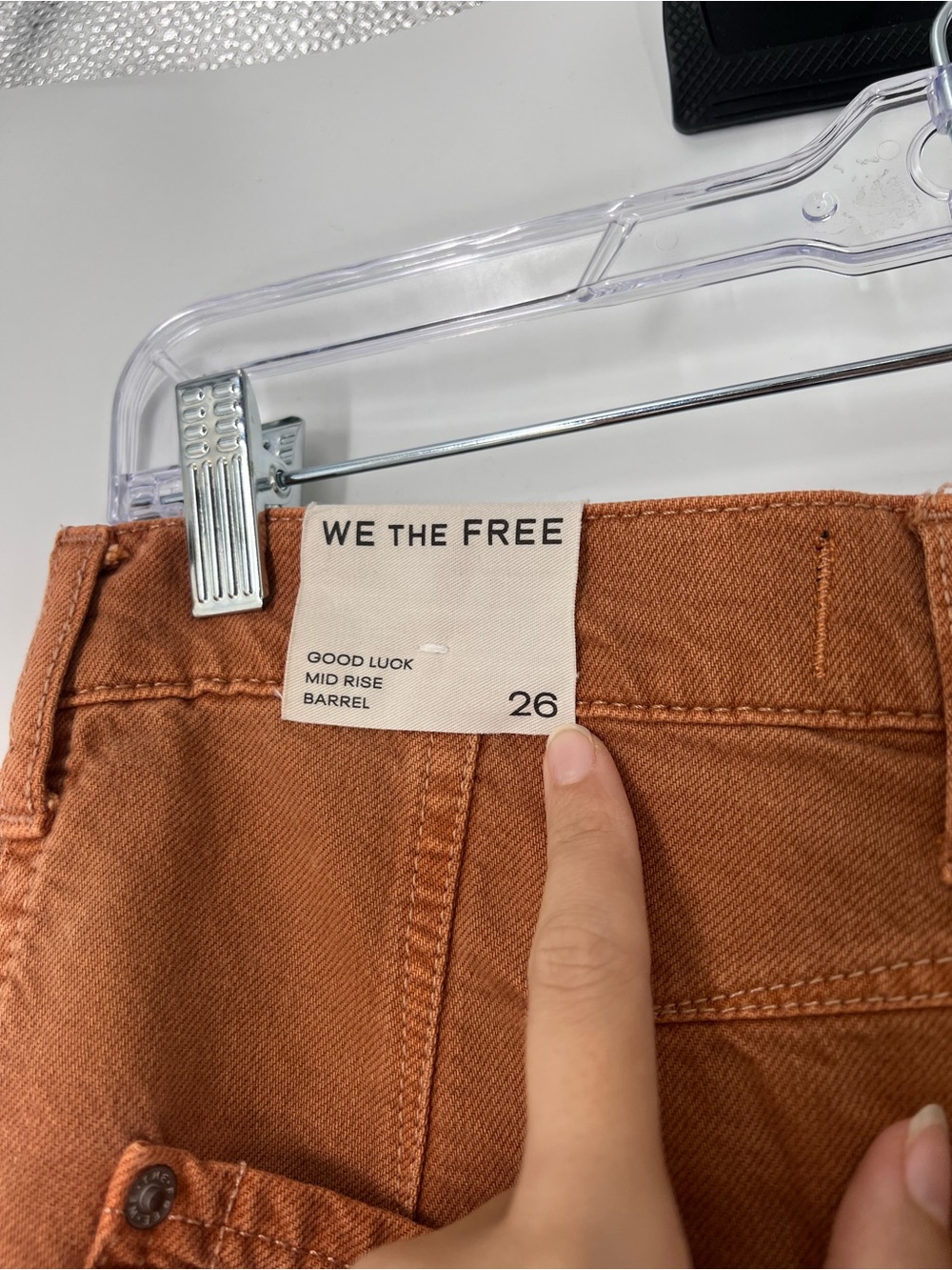 We The Free Good Luck Mid Rise Barrel Rust Orange Autumnal Denim Jeans 28 NWT - Picture 6 of 10